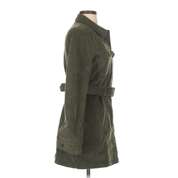 House Of Harlow 1960 Army Green Corduroy Belted Luxury Designer Trench Dress - Picture 4 of 8